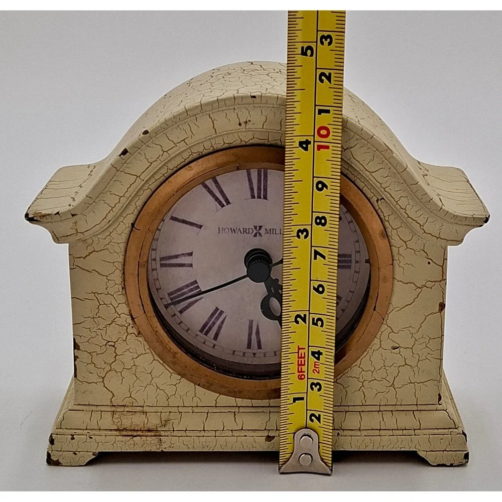 Howard Miller Mantel Clock C06450 Cream Crackle Finish Distressed 5in works !